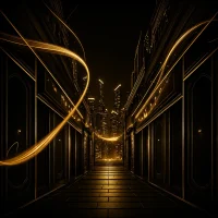 Futuristic golden city corridor