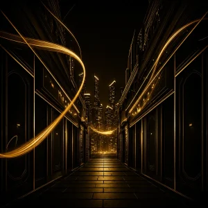 Futuristic golden city corridor