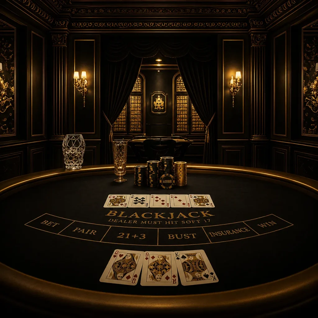 Luxurious black and gold casino scene