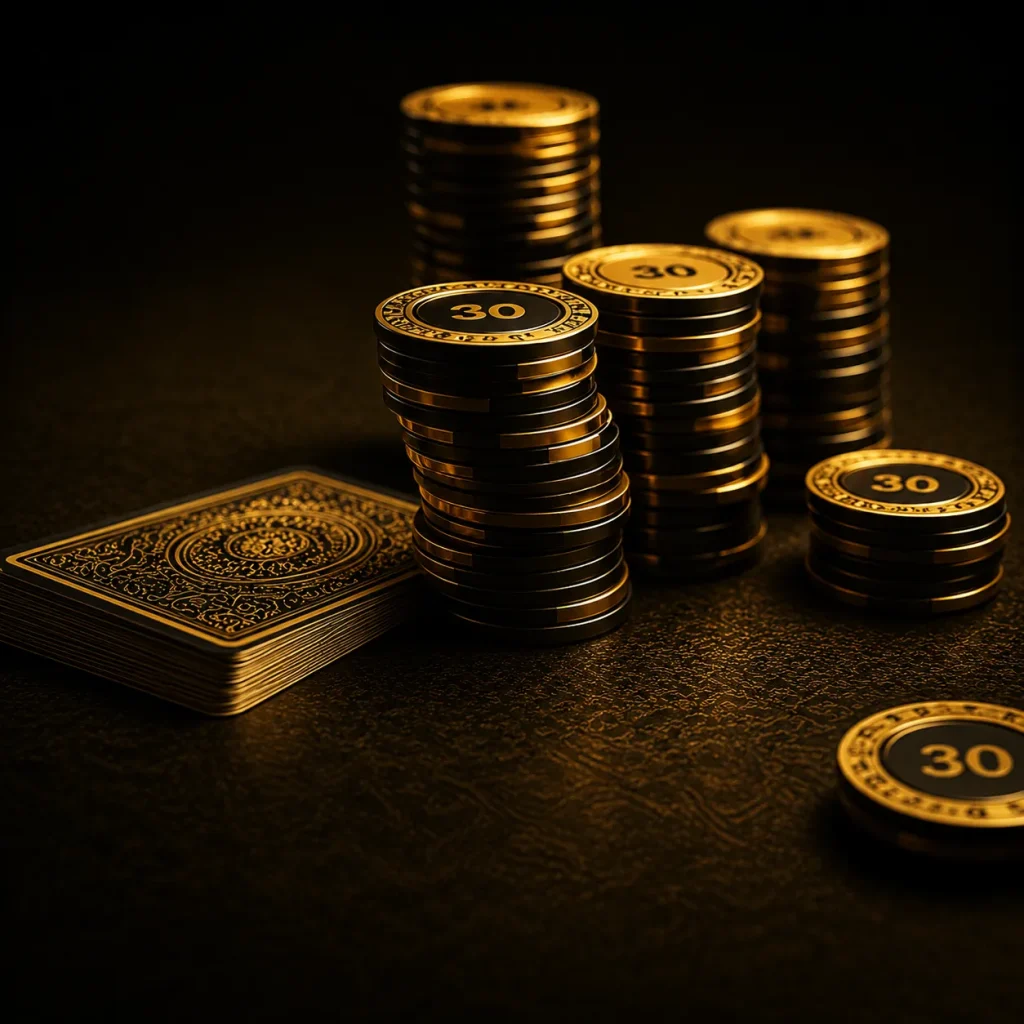 Luxurious black-and-gold casino still life