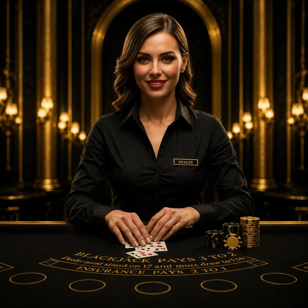 Luxurious blackjack dealer scene