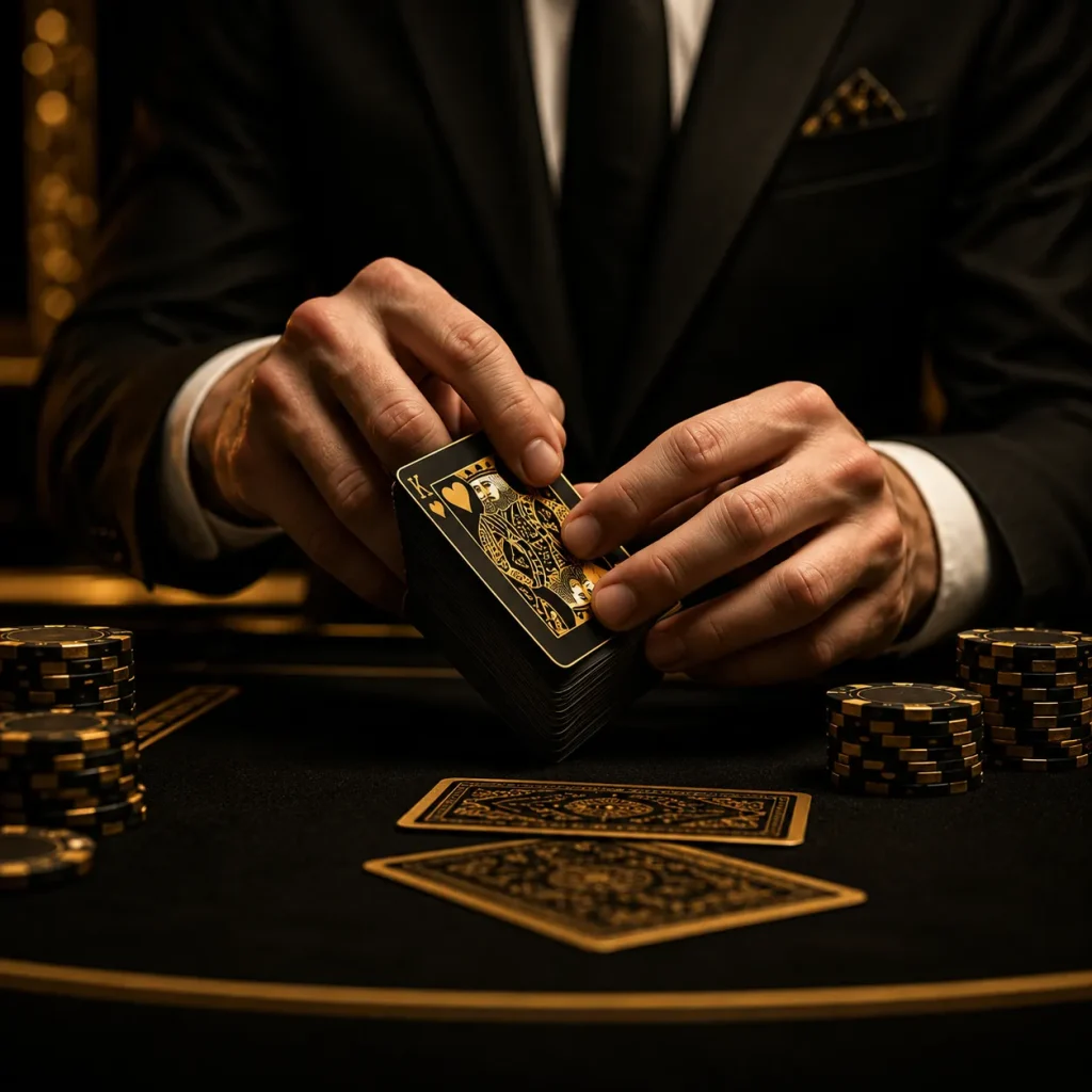 Luxurious casino card game close-up